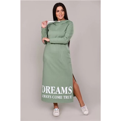 Платье длинное с разрезами - DREAMS - 477 - оливка