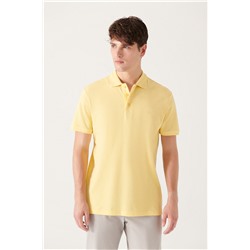 Желтая футболка с воротником-поло, 100 % хлопок, классная классическая посадка