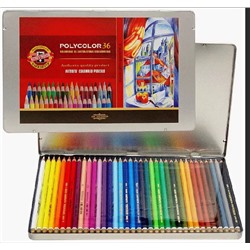 Набор высококачественных художественных цветных карандашей Polycolor "KOH-I-NOOR" 3825 в металлической коробке, 36 цветов