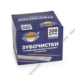 Зубочистки БАМБУК в инд.бумаж.уп. 500шт 6,5х0,2см, картон.кор Aviora (50)