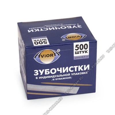 Зубочистки БАМБУК в инд.бумаж.уп. 500шт 6,5х0,2см, картон.кор Aviora (50)