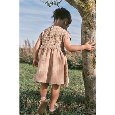 Neutral Crochet Flower Dress (3mths-7yrs)