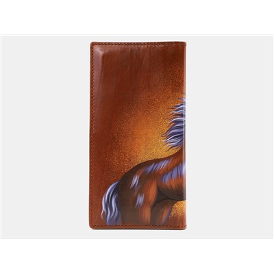 Кожаное портмоне с росписью из натуральной кожи «PR007 Cognac Брамби»