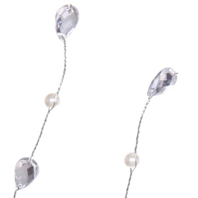 Ветка декоративная "Сказочные кристаллы" 65 см, Серебро