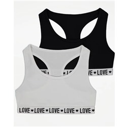 Love Slogan Crop Tops 2 Pack