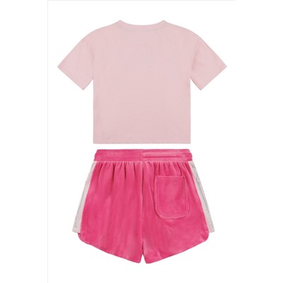 Juicy Couture Girls Pink Diamante T-Shirt & Shorts Set