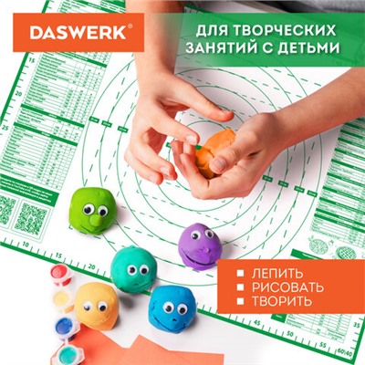 Коврик силиконовый для раскатки/запекания 46х66 см, зеленый, ПОДАРОК пластиковый нож, DASWERK, 608428