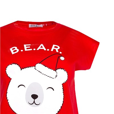 Пижама новогодняя женская KAFTAN "Bear", цвет красный, размер 40-42