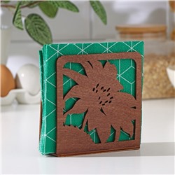 Салфетница деревянная «Цветущее настроение», 12×12×5,5 см, цвет коричневый