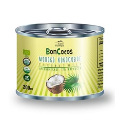 Молоко кокосовое BONCOCOS, органика,  жирность 17%, 200мл, ж/б