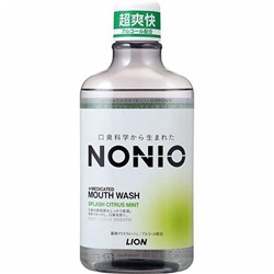 LION Ежедневный зубной ополаскиватель "Nonio" с длительной защитой от неприятного запаха (аромат цитрусовых и мяты) 600 мл / 12