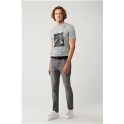 Мужские серые джинсовые брюки винтажные стираные гибкие зауженные брюки B003508