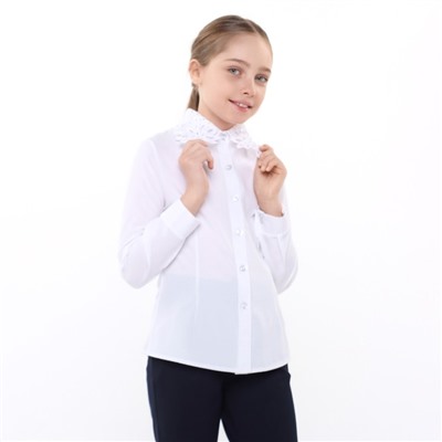 Блузка школьная для девочек, цвет белый, рост 164 см