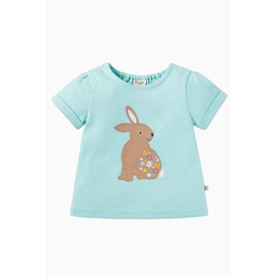 Frugi Green Mint Easter Rabbit Applique T-Shirt