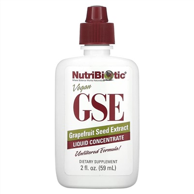 NutriBiotic, веганский экстракт семян грейпфрута GSE, жидкий концентрат, 59мл (2жидк. унции)