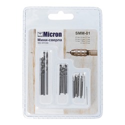 "Micron" Мини-сверла SMM-01 d от 0.5 до 2.5 мм в блистере металлические