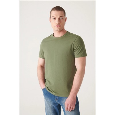 Мужская дышащая футболка стандартного кроя из 100% хлопка цвета хаки E001000