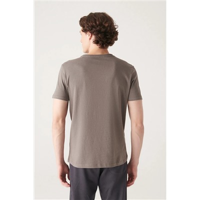 Мужская антрацитовая футболка из 100% хлопка, дышащая, с круглым вырезом, стандартного кроя E001000