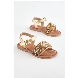 Beaded Leather Occasion Sandals