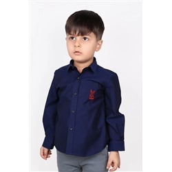 Детская рубашка темно-синего цвета из 100% хлопка с воротником на пуговицах и короткими рукавами Pierre DK2005053017016007