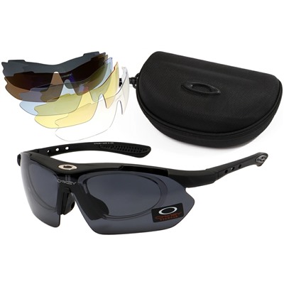 Спортивные очки Okley 8052 черный матовый (5 сменных насадок+вставка)