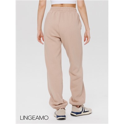 Женские брюки оверсайз из футера с начесом Lingeamo кофейные КБ-25 (3)