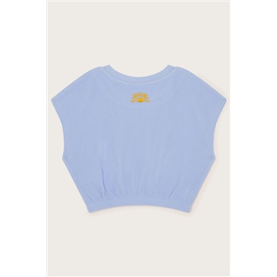 Monsoon Blue Sunshine Slogan Textured Crop Top