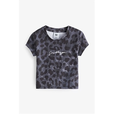 Hype. Kids Mono Leopard Print Black T-Shirt