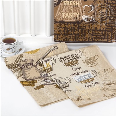Набор полотенец АРТ Дизайн из рогожки "Кофейня"