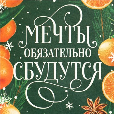 Пакет без ручек «Мечты обязательно сбудутся», мандарины, 10 х 19.5 х 7 см, Новый год