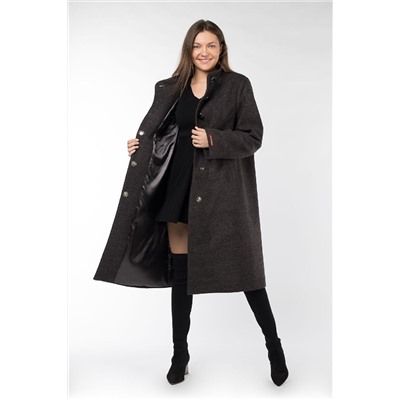 02-2956 Пальто женское утепленное валяная шерсть серо-черный