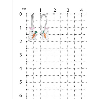 Серьги детские из серебра с эмалью родированные - Зайчики, Зайцы 925 пробы 2110035