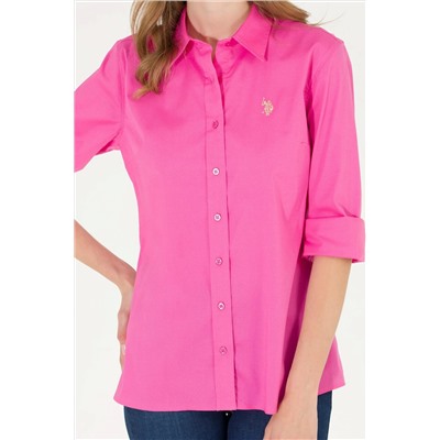 Женская розовая базовая рубашка с длинным рукавом Неожиданная скидка в корзине