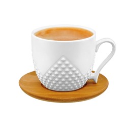 Чашка для капучино и кофе латте 220 мл 11*8,3*7,5 см "Ромбики" + дер. подставка