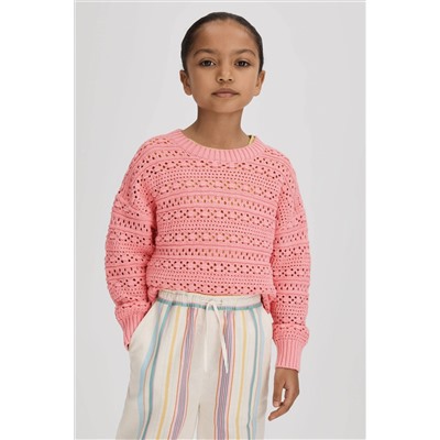 Reiss Isobel Crochet Crew Neck Jumper