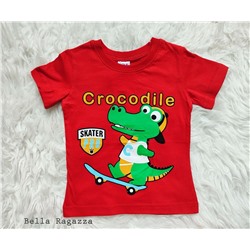 Футболочка для мальчика, красная с крокодильчиком