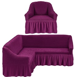 Чехол на угловой диван и одно кресло, фиолетовый