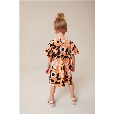 Brown Short Sleeeve Wrap Dress (3mths-7yrs)