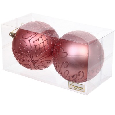 Новогодние шары 10 см (набор 2 шт) "Загадочная мечта", розовое золото