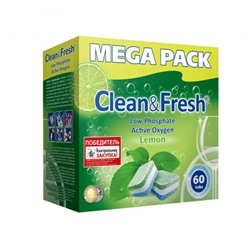 Таблетки для посудомоечных машин Clean&Fresh All in 1, 60 шт