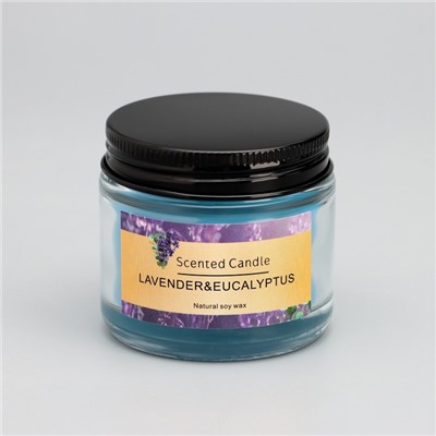 Свеча ароматическая "Scented Candle, Lavender&eucalyptus", Лаванда и эвкалипт, 5*5см, 140 гр   94933