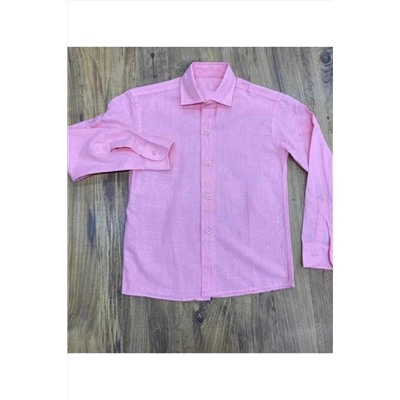 Льняная рубашка для мальчика с длинными рукавами и складными запонками gmlrk2358