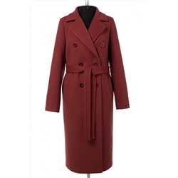 01-10994 Пальто женское демисезонное (пояс) Пальтовая ткань Брусника