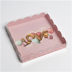Коробка для кондитерских изделий с PVC крышкой «Воздушная любовь», 18 × 18 × 3 см