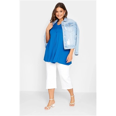 Базовая блузка Style Diva Plus Size с v-образным вырезом и нулевыми рукавами и свободной юбкой 320786