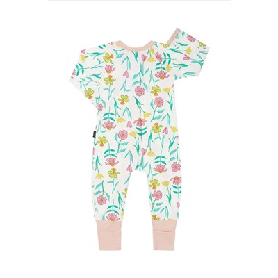 Bonds Cream Pretty Floral Print  Zip Sleepsuit