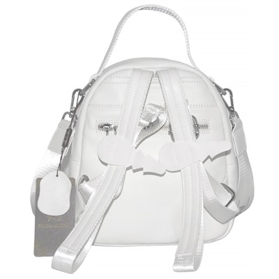 Рюкзак натуральная кожа, белый цвет, два отдела, маленький, Polina & Eiterou W 18095j