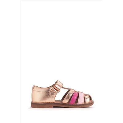 Start Rite Pink Coastal Leather Rip Tape Toe In Sandals