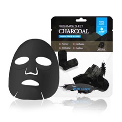 Тканевая маска 3W CLINIC для лица с древесным углем Fresh Charcoal Mask Sheet