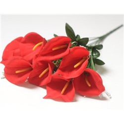 Искусственные цветы, Ветка в букете калла бархатная 9 голов (1010237) красный